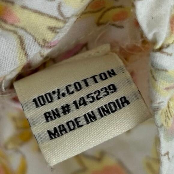 Sim & Sam Women Short Sleeve Floral Smocked Top Yellow Milkmaid Boho Size Large - Picture 7 of 8